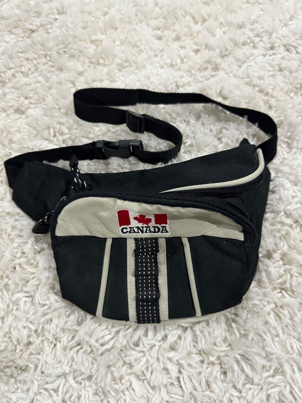 RETRO 90’s Canada Embroidered Black and Cream Men’s Waist Bag